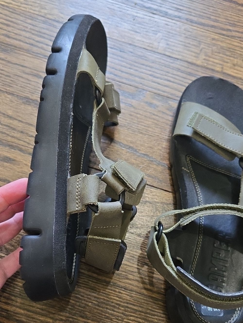 Camper Oruga Olive Green leather Sport Sandals Men EU 44 - Picture 10 of 14